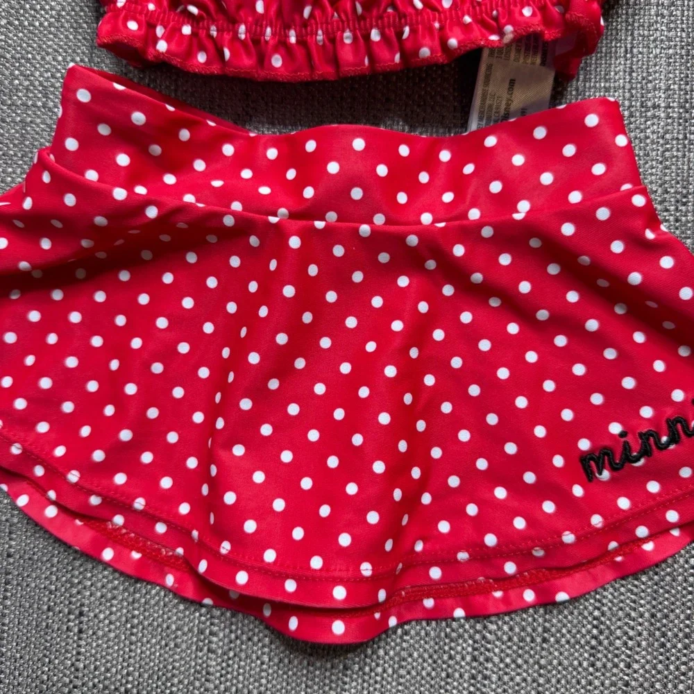 Disney Minnie Mouse Girls Red Polka Dot 2 Piece Swimsuit Set with Ears Size 2T